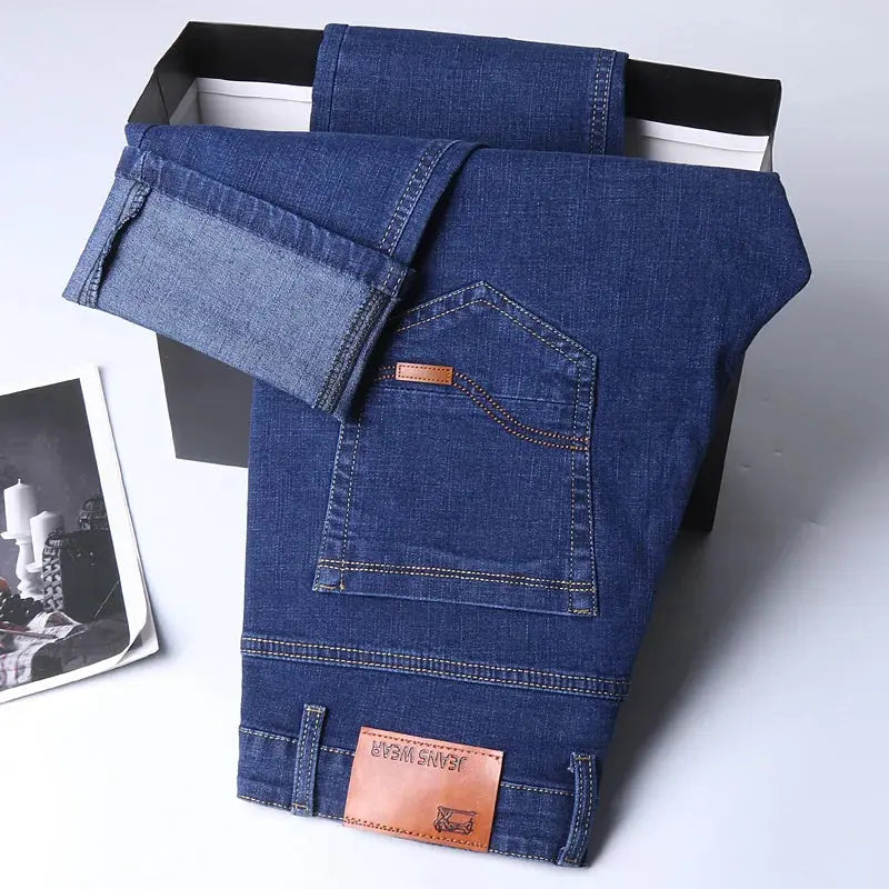 Men's Soft Business Denim Trousers – Light Luxury Stretch Slim Fit