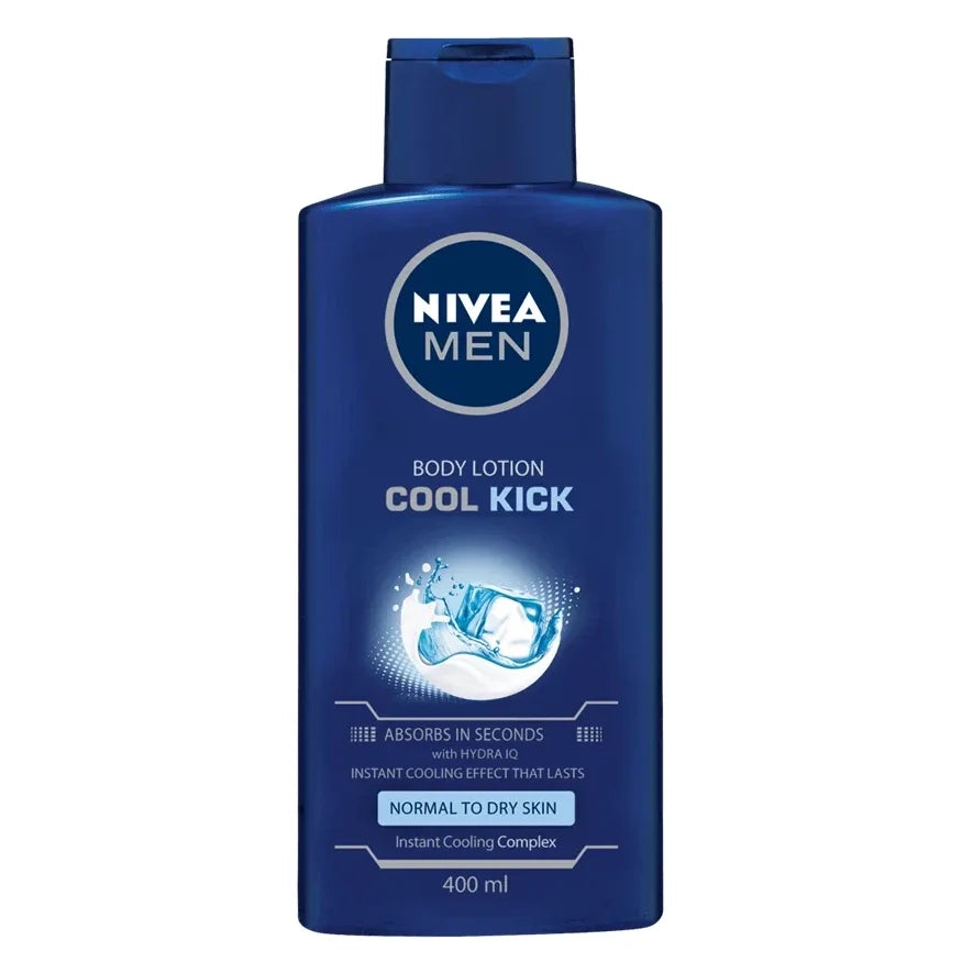 Nivea Men Cool Kick Body Lotion Instant Refreshment & 48H Hydration for Men 400 ml/13.53 oz