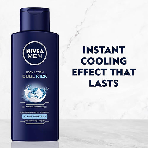 Nivea Men Cool Kick Body Lotion Instant Refreshment & 48H Hydration for Men 400 ml/13.53 oz