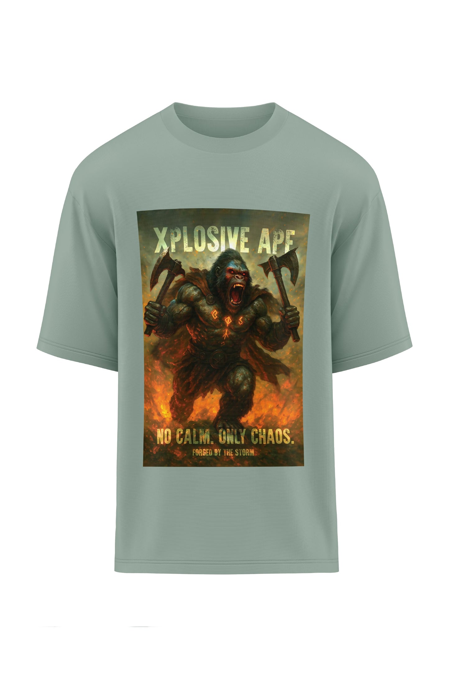 XAPE No Calm Only Chaos  Oversized Tee - Sage
