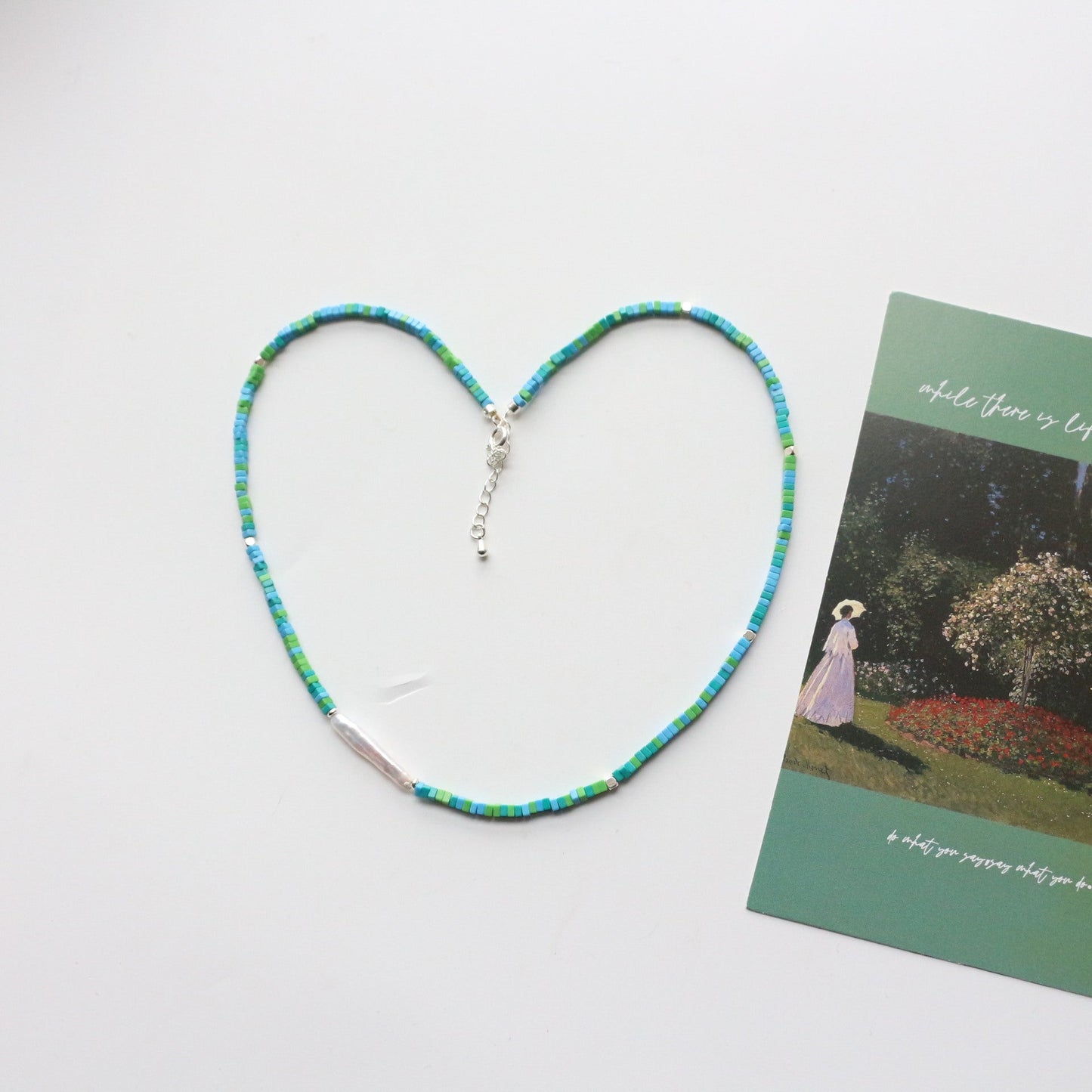 JEKIRA Magnesite Turquoise & Baroque Pearl Necklace – 42+6cm