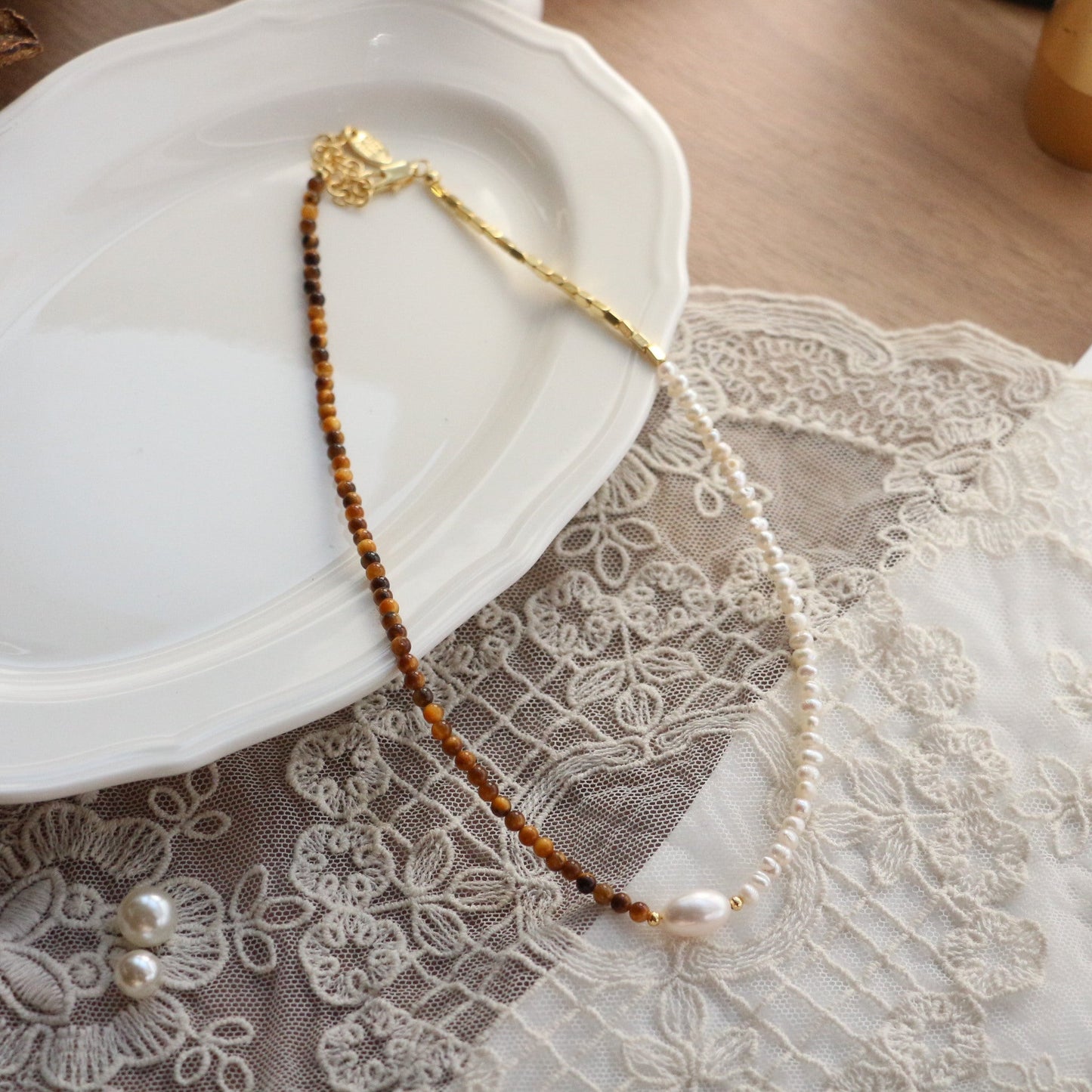 Jekira Natural Gemstone & Baroque Pearl Necklace