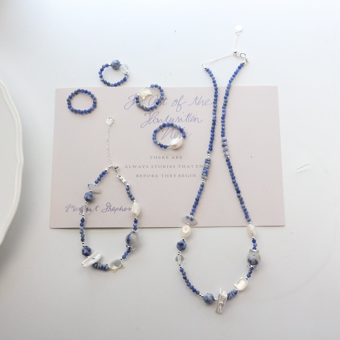 Jekira Ocean Blue Gemstone & Baroque Pearl Jewelry Set