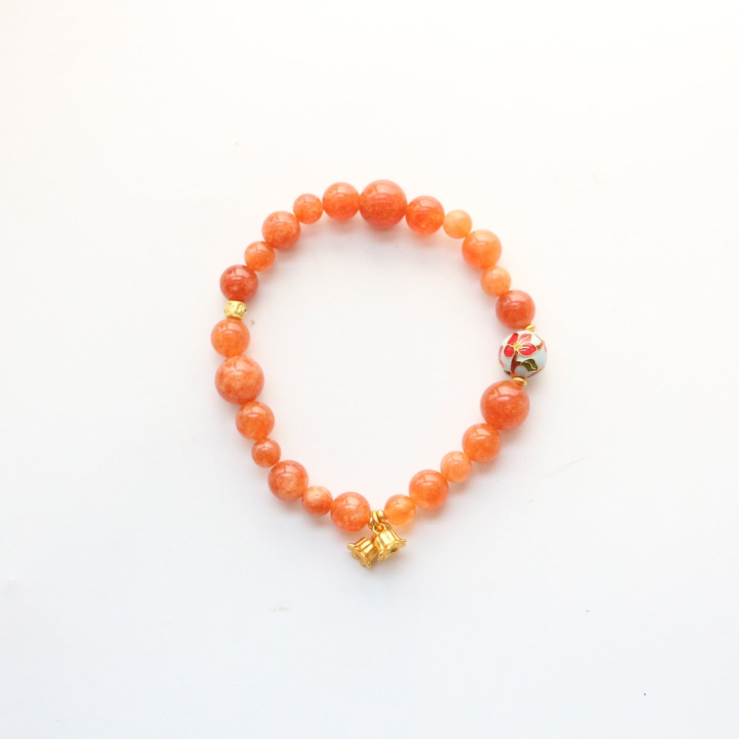 JEKIRA Orange Carnelian & Enamel Lily of the Valley Bracelet