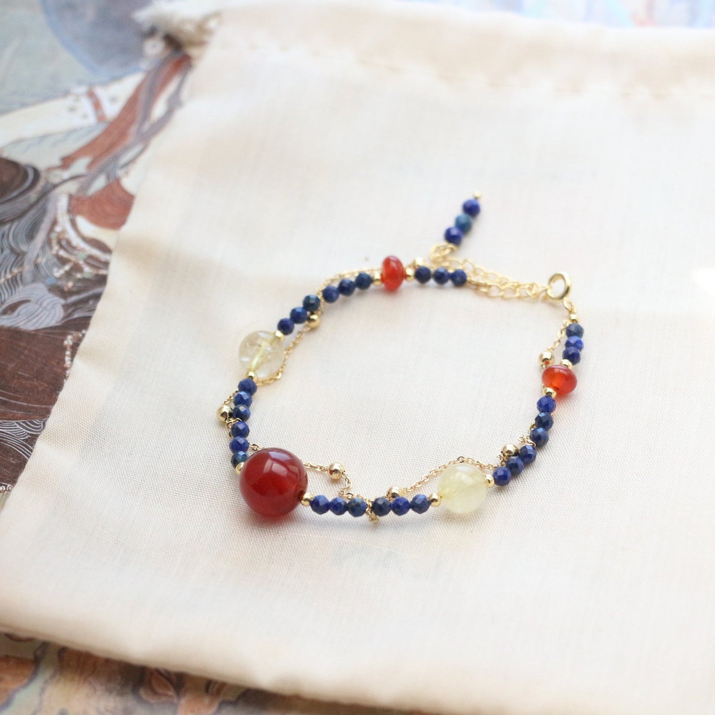 JEKIRA Lapis Lazuli Healing Bracelet with Citrine & Red Agate