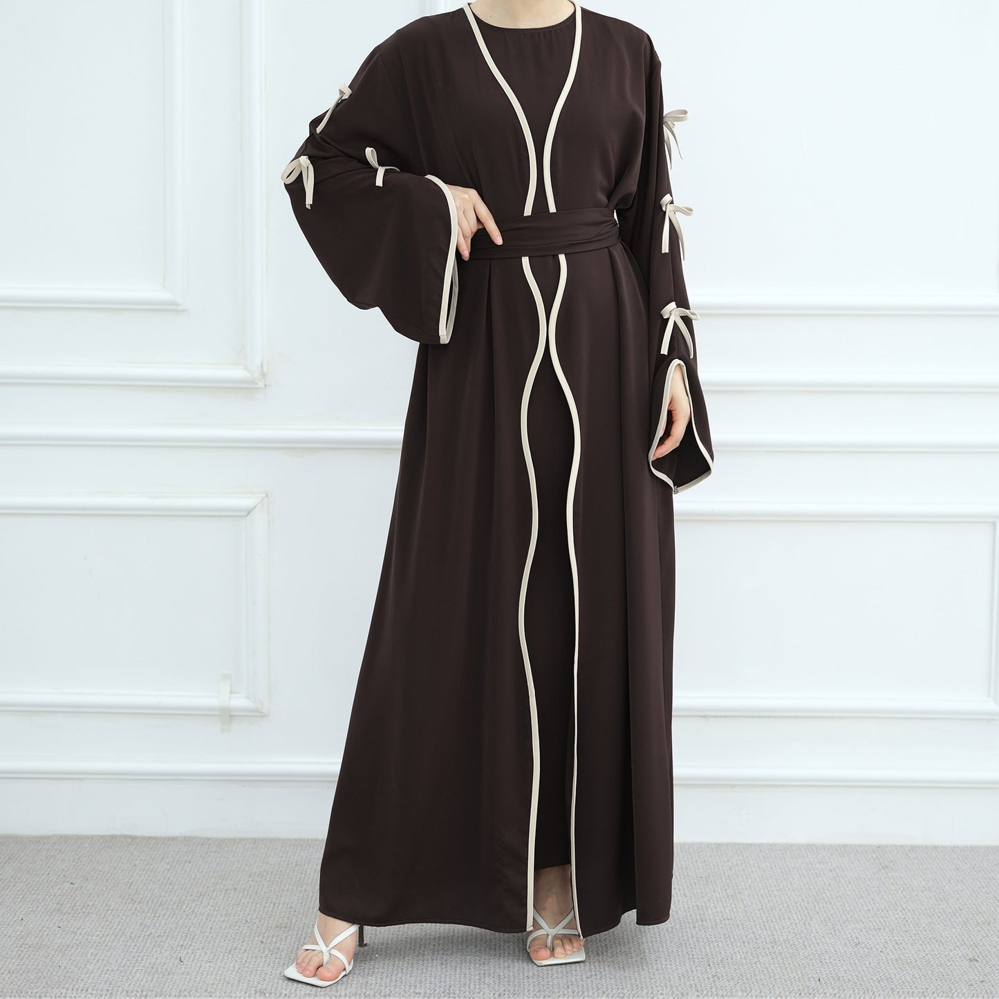 Elegant Bow Abaya Suit with Inner Top - Premium Modest Fashion