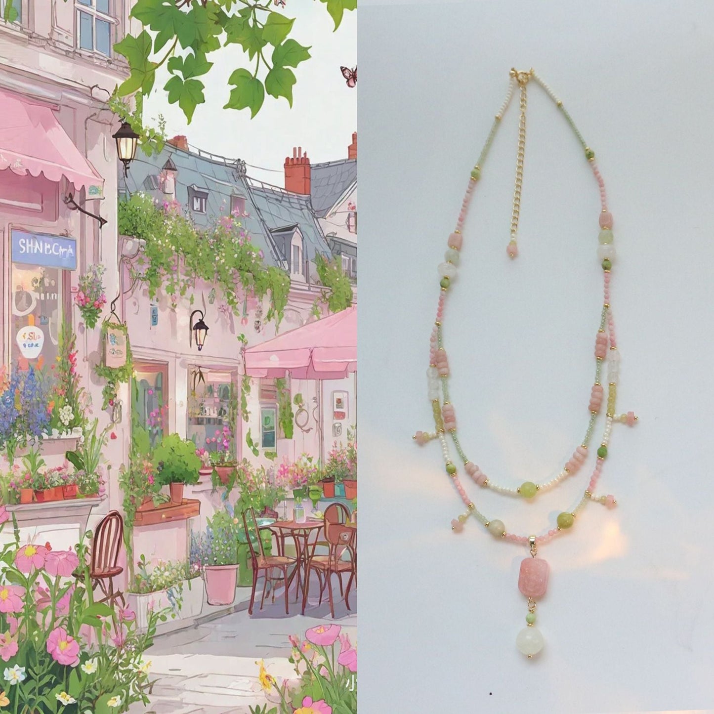 JEKIRA Summer Pink Gemstone Jewelry Set