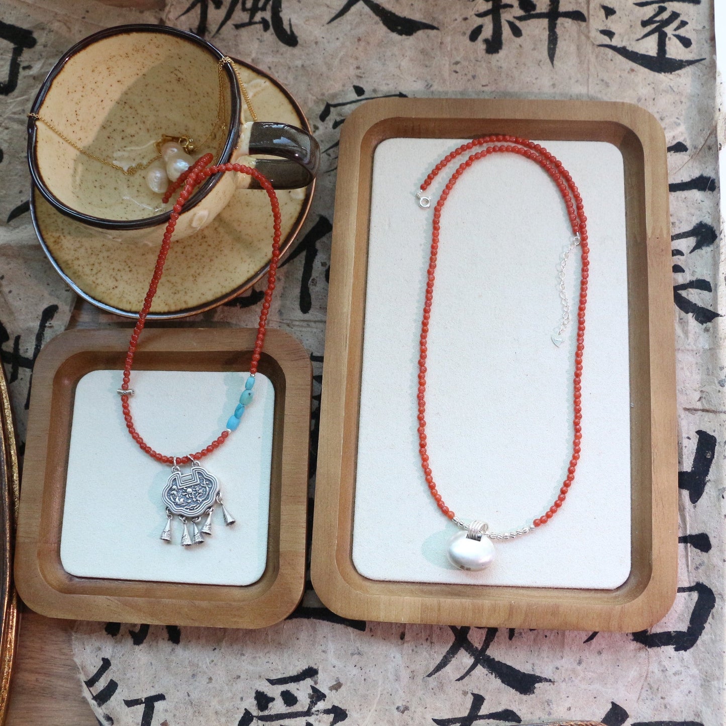 Jekira Nanhong Bead & 999 Pure Silver Necklace Set