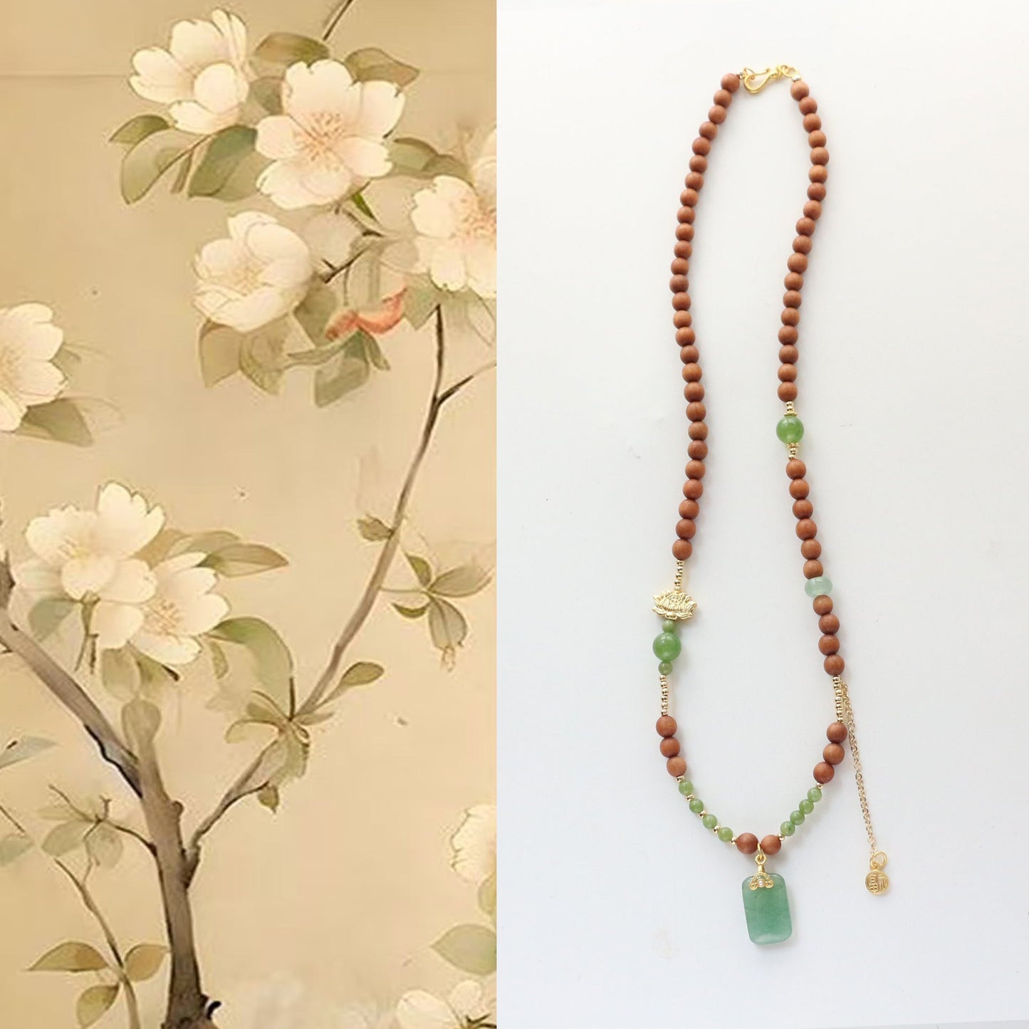 JEKIRA New Chinese Sandalwood Emerald Zen Necklace