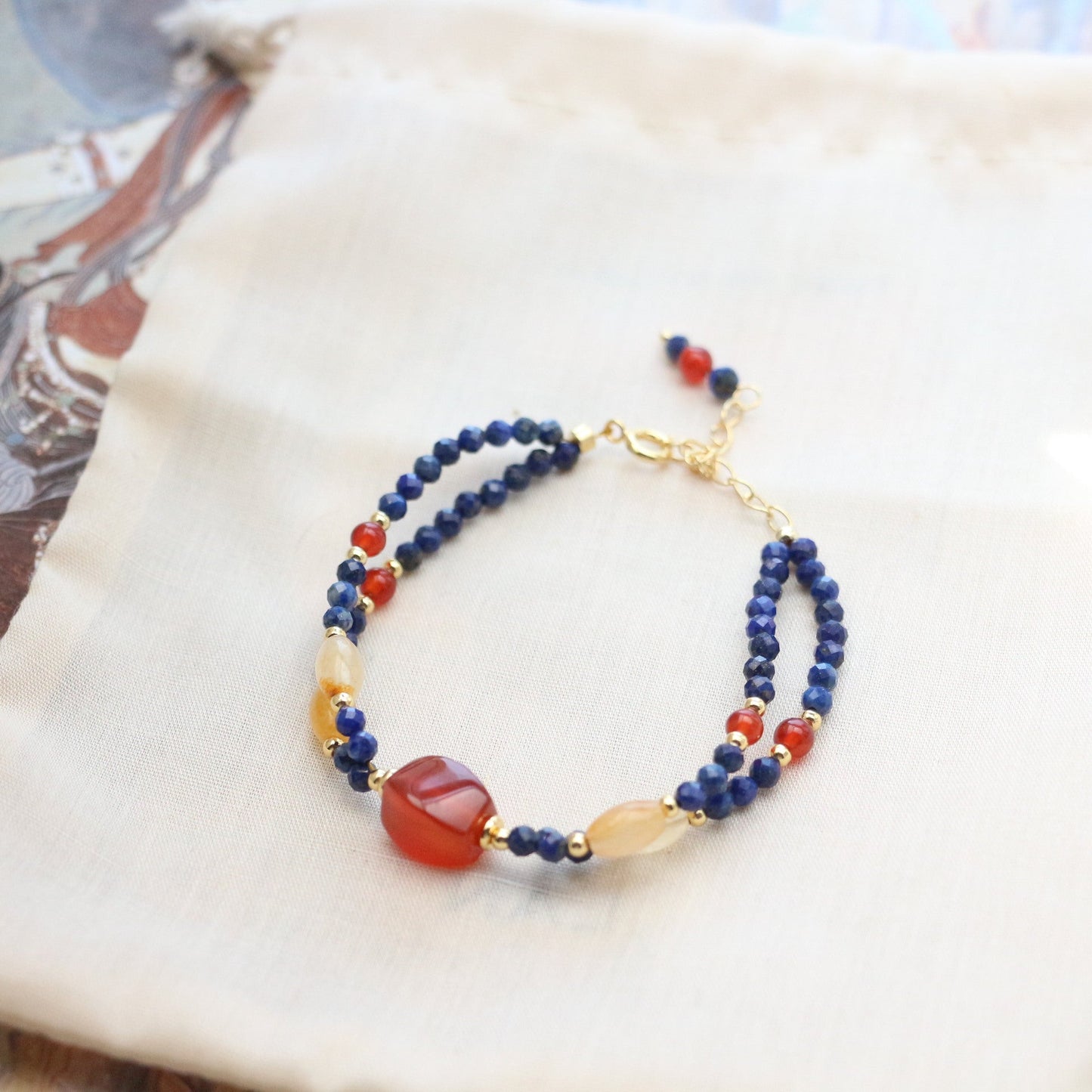 JEKIRA Lapis Lazuli Healing Bracelet with Citrine & Red Agate
