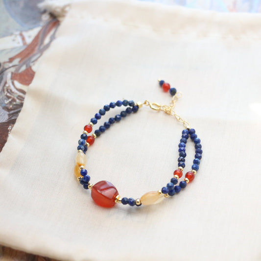 JEKIRA Lapis Lazuli Healing Bracelet with Citrine & Red Agate