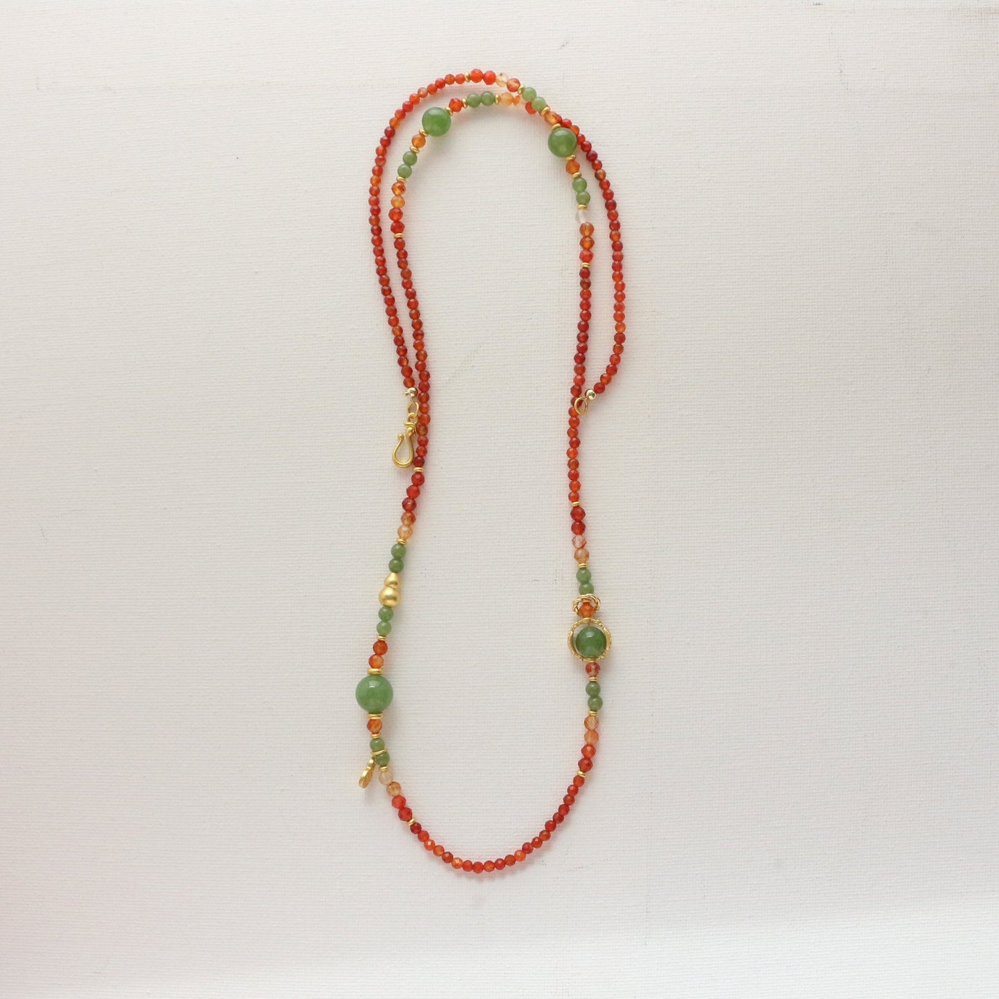Jekira Retro New Chinese Red Agate & Green Chrysoprase Jewelry Set