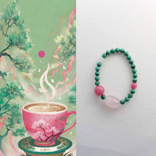 JEKIRA Natural Green Tiger Eye Beaded Bracelet