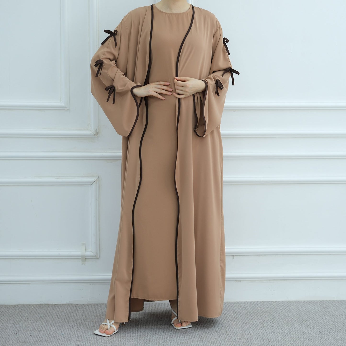 Elegant Bow Abaya Suit with Inner Top - Premium Modest Fashion