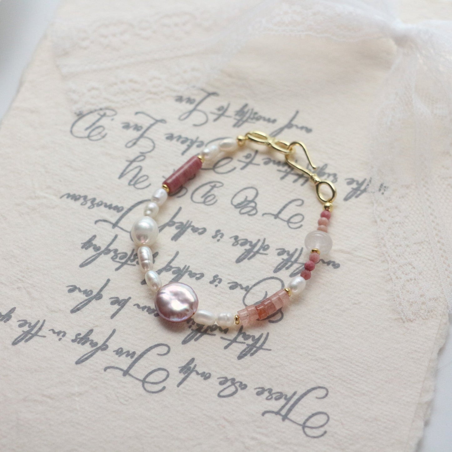 Jekira 6-Piece Rhodonite & Baroque Pearl Set