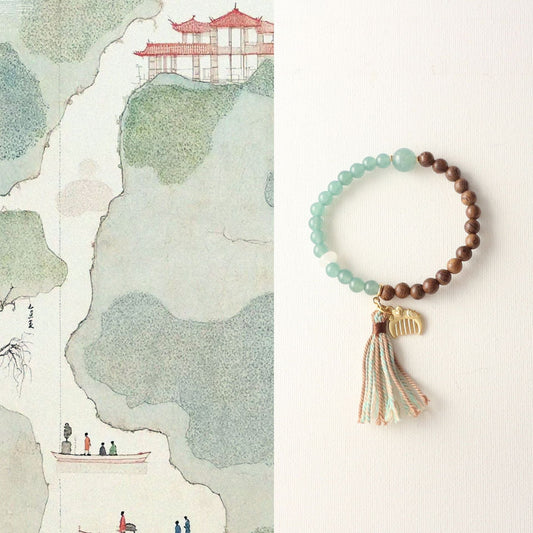JEKIRA Zen Sandalwood & Green Gemstone Bracelet Set