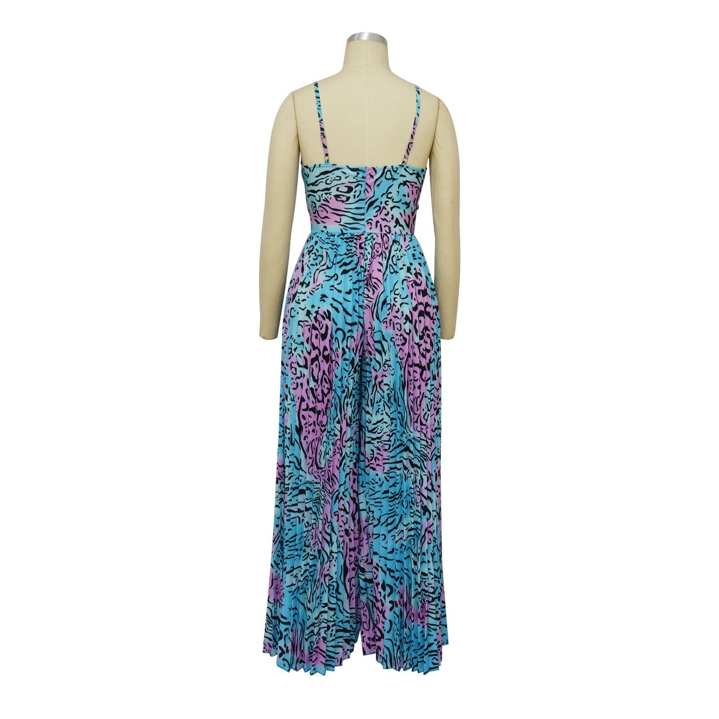 CM.YAYA Women Leopard Spaghetti Strap Loose Wide Leg Sleeveless Jumpsuit 2023 Summer Street Playsuit One Piece Suit Romper