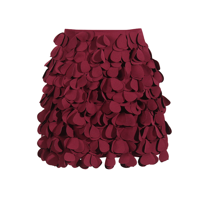 Design Sense Stitching Wafer Decoration Short A-Line Skirt – Trendy Chic Style