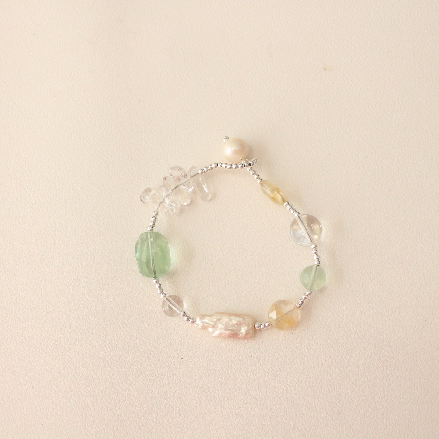 JEKIRA Fluorite Crystal & Pearl Healing Bracelet Duo