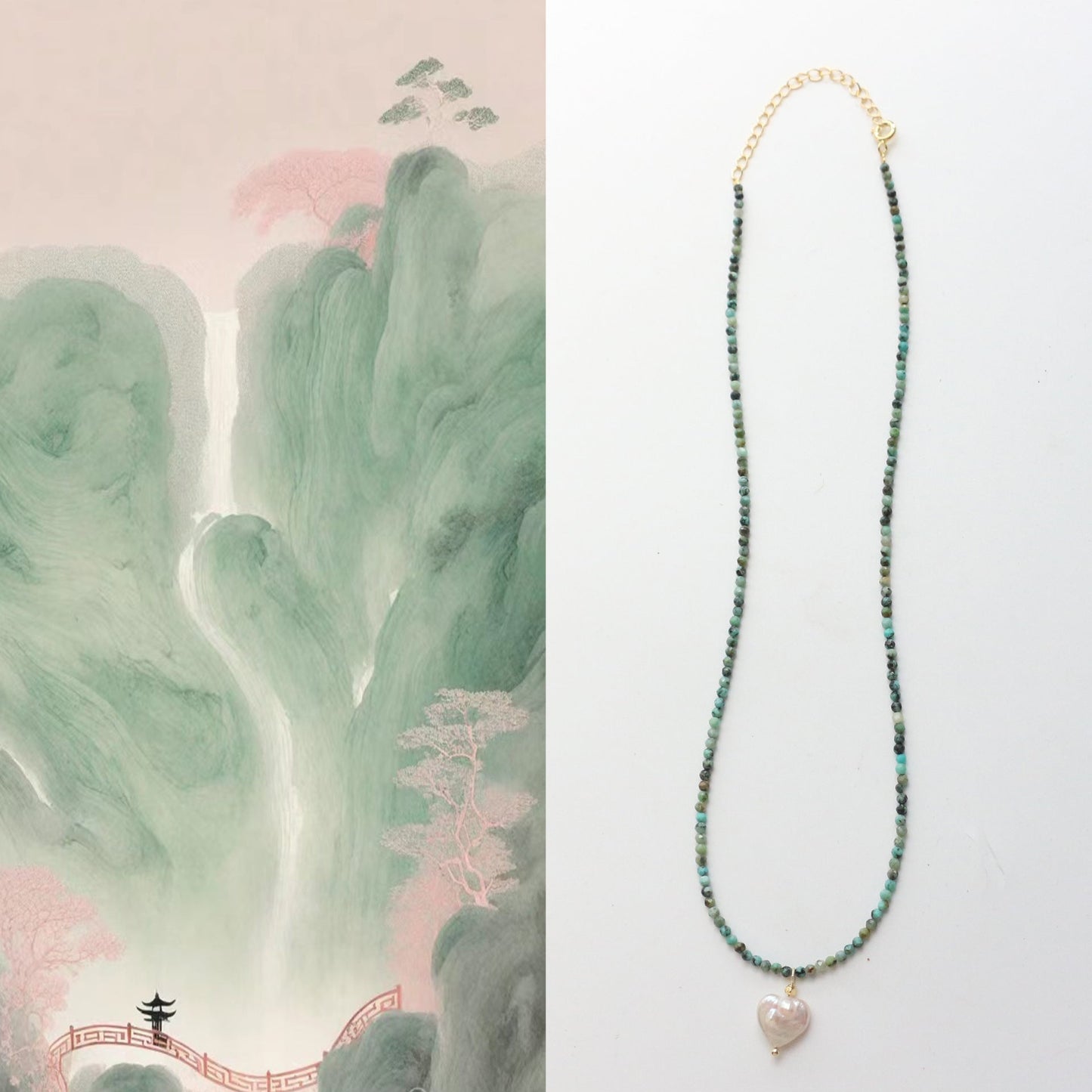 JEKIRA Turquoise & Baroque Pearl Necklace Set