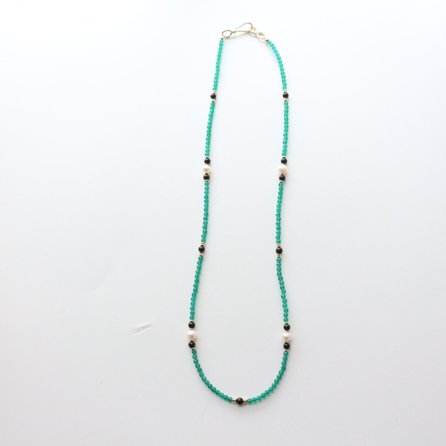 Jekira Green Agate & Baroque Pearl Long Necklace