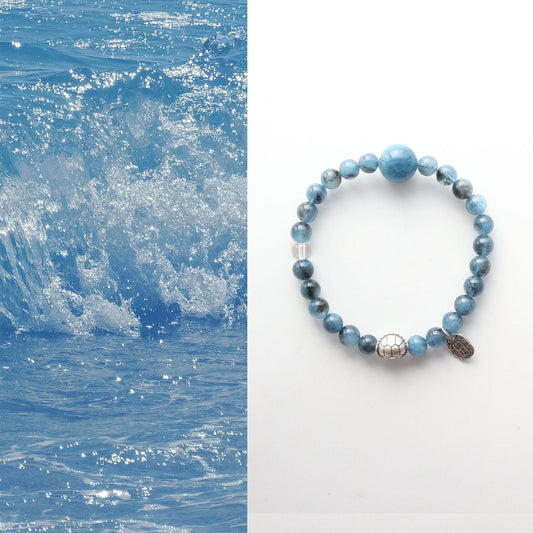 JEKIRA Natural Aquamarine Crystal Sterling Silver Beaded Bracelet