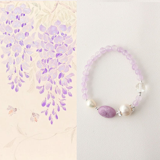 Jekira Purple Gemstone & Baroque Pearl Bracelet