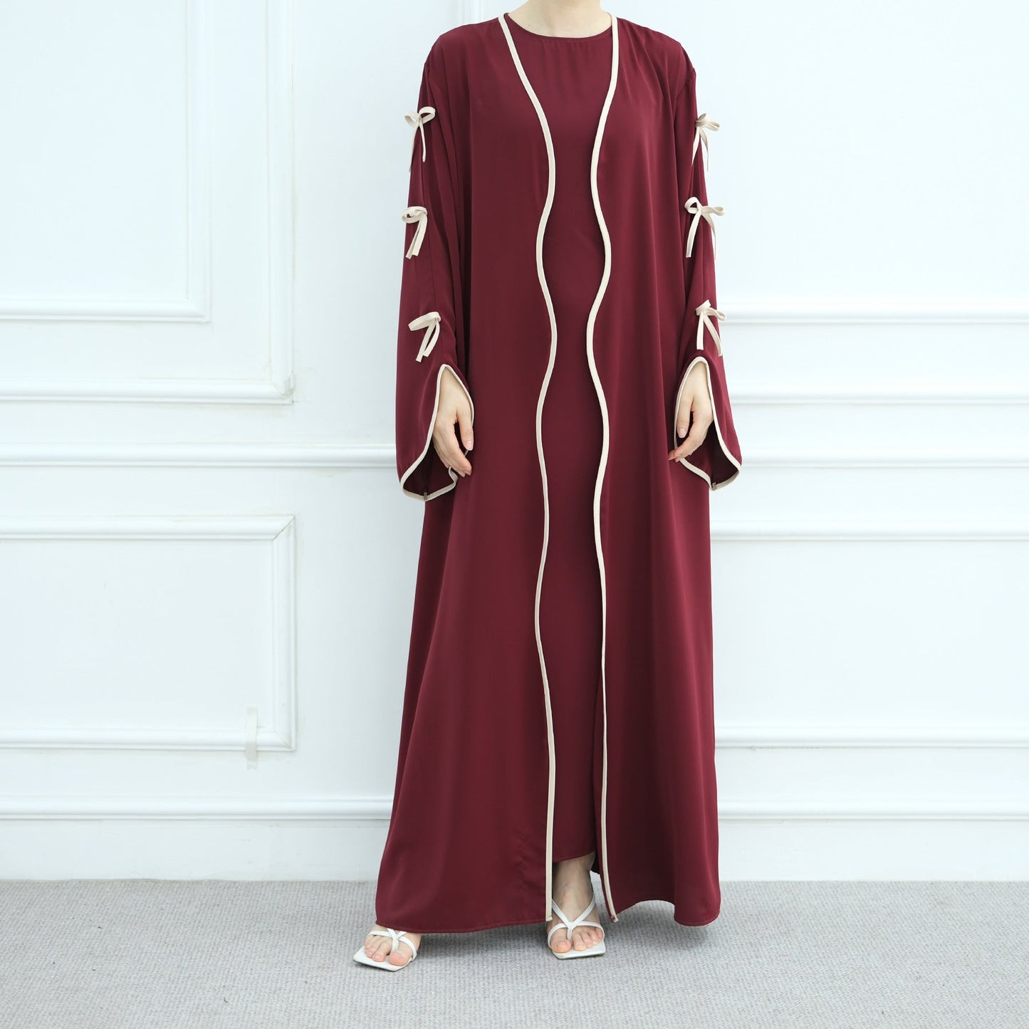 Elegant Bow Abaya Suit with Inner Top - Premium Modest Fashion