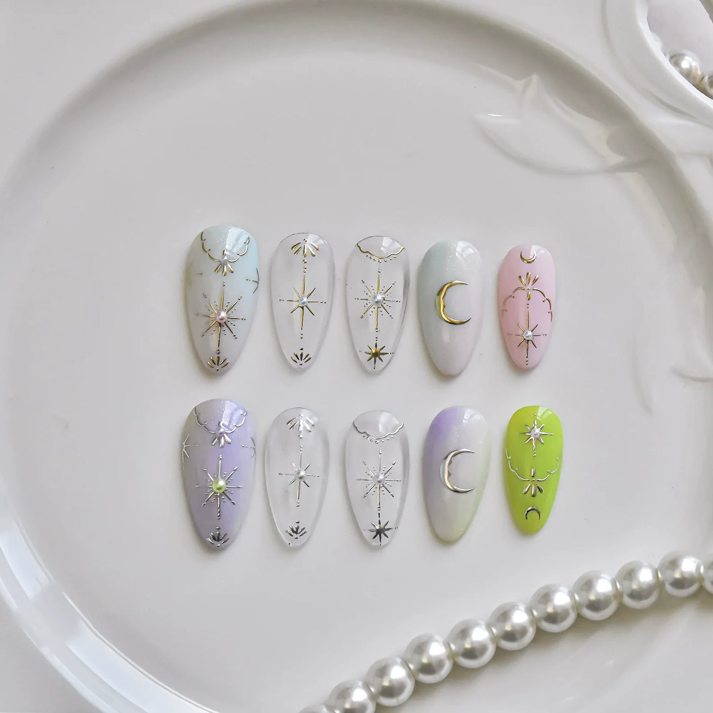 Hello Claws | Moon And Star Gold Silver Nail Deco Sticker