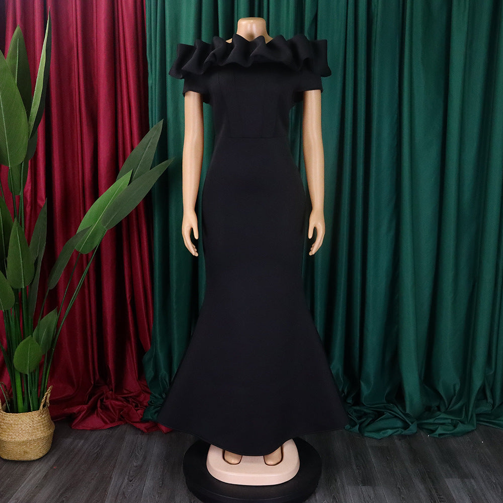 Elegant Women Long Evening Dresses Ruched Off Shoulder Slim Bodycon Mermiad White Dress Formal Party Wedding Guest Gown