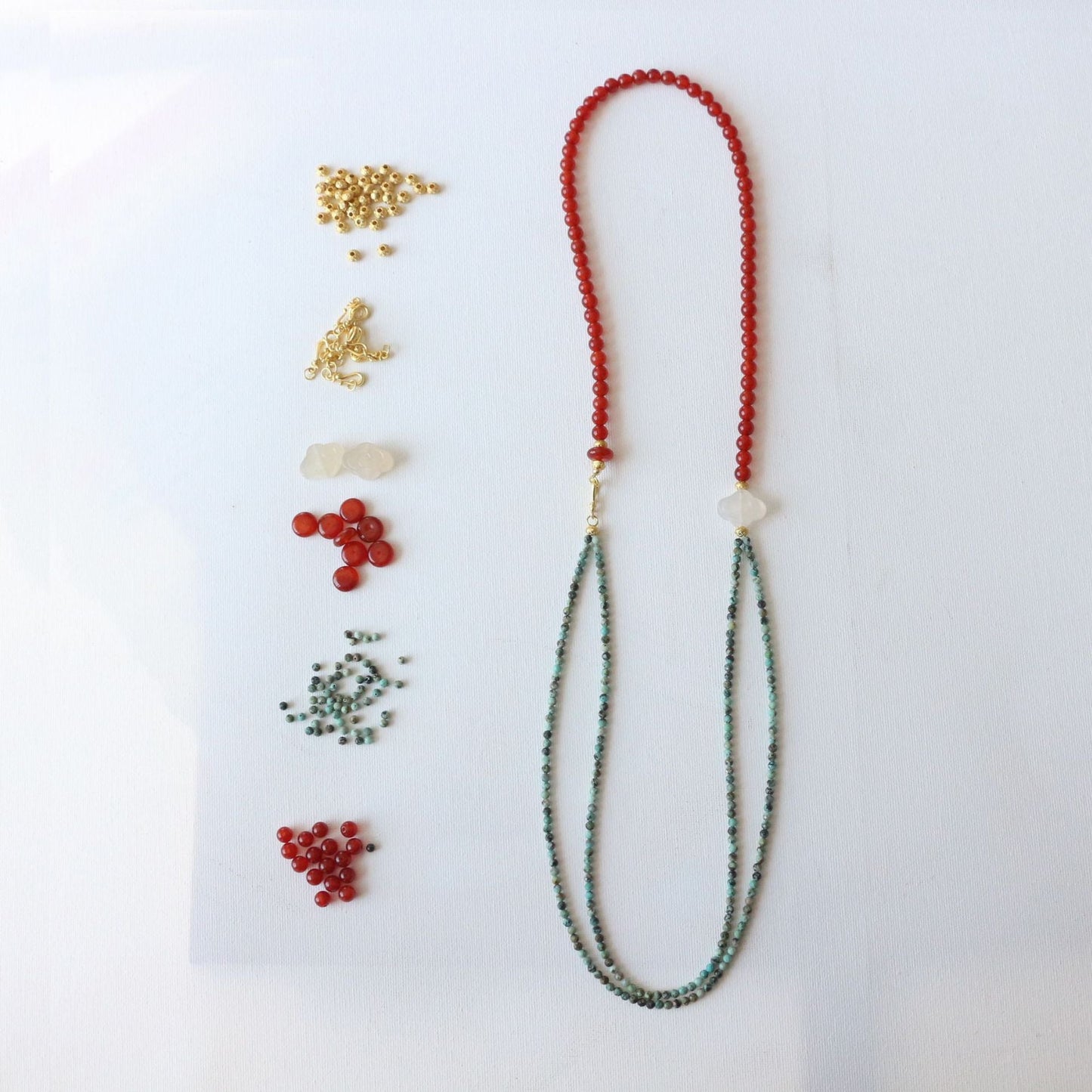 Jekira Red Agate & Cloud Turquoise Long Necklace