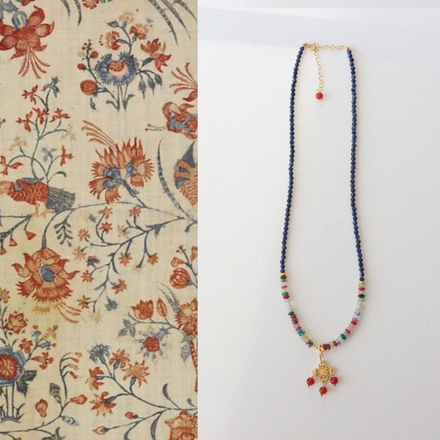 Jekira Chinese-Style Lapis Lazuli & Agate Necklace