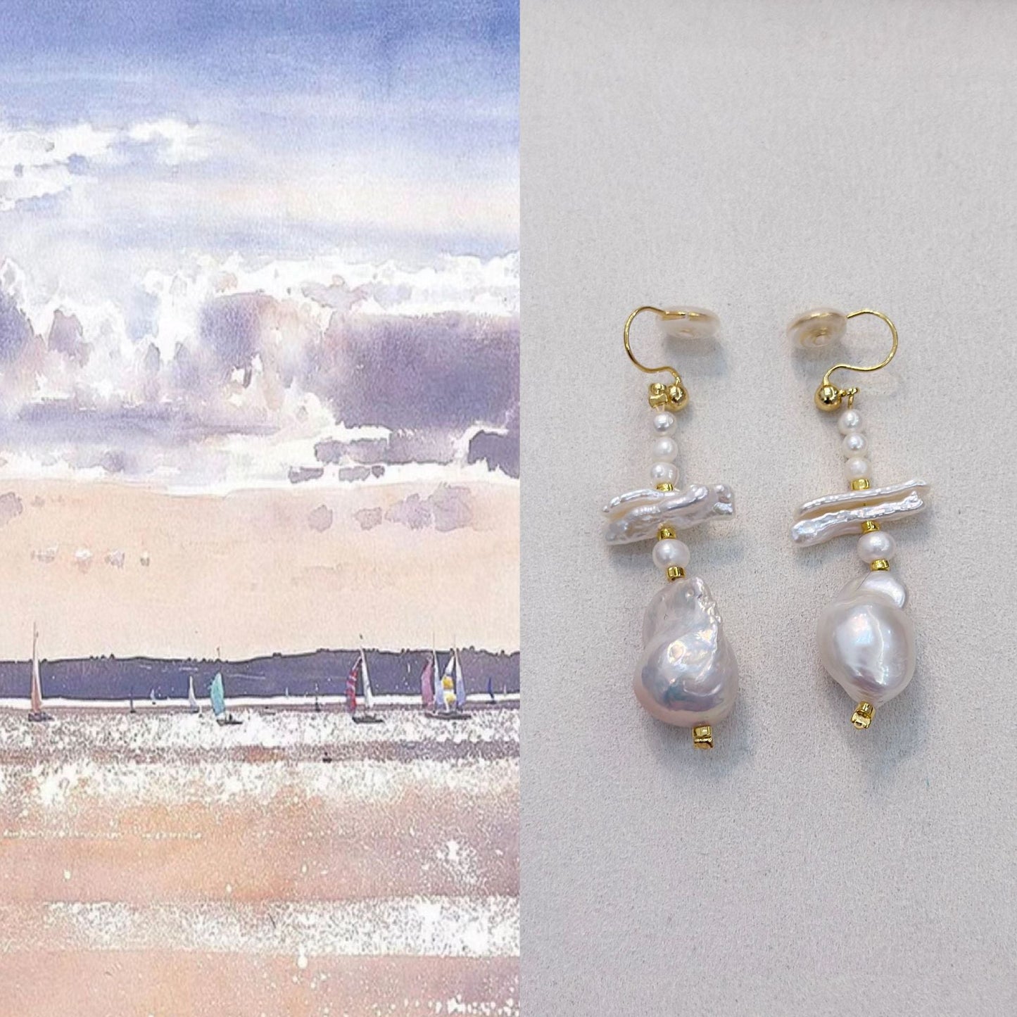 Jekira Baroque Pearl Short Ear Clips – 18K Gold-Plated