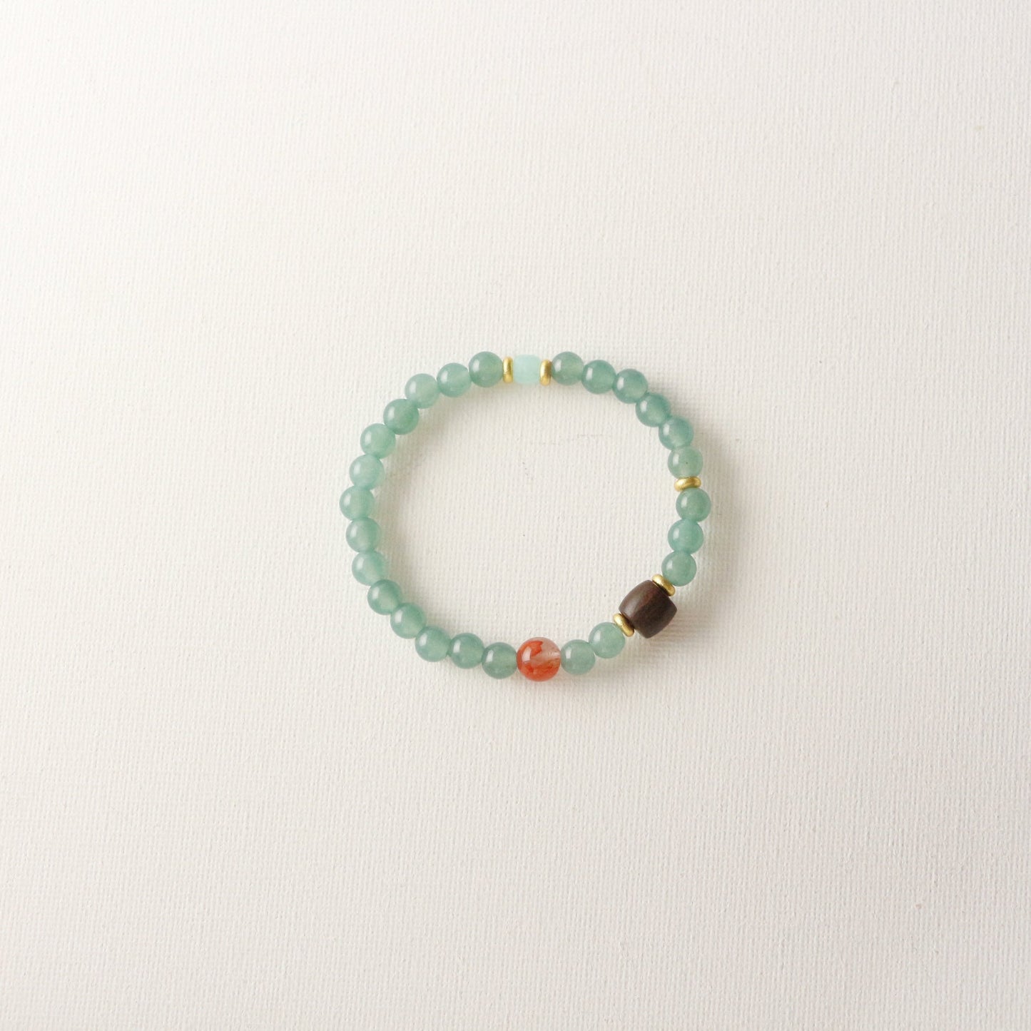 JEKIRA Vintage South Red Agate & Sandalwood Bead Bracelet with Turquoise Agate