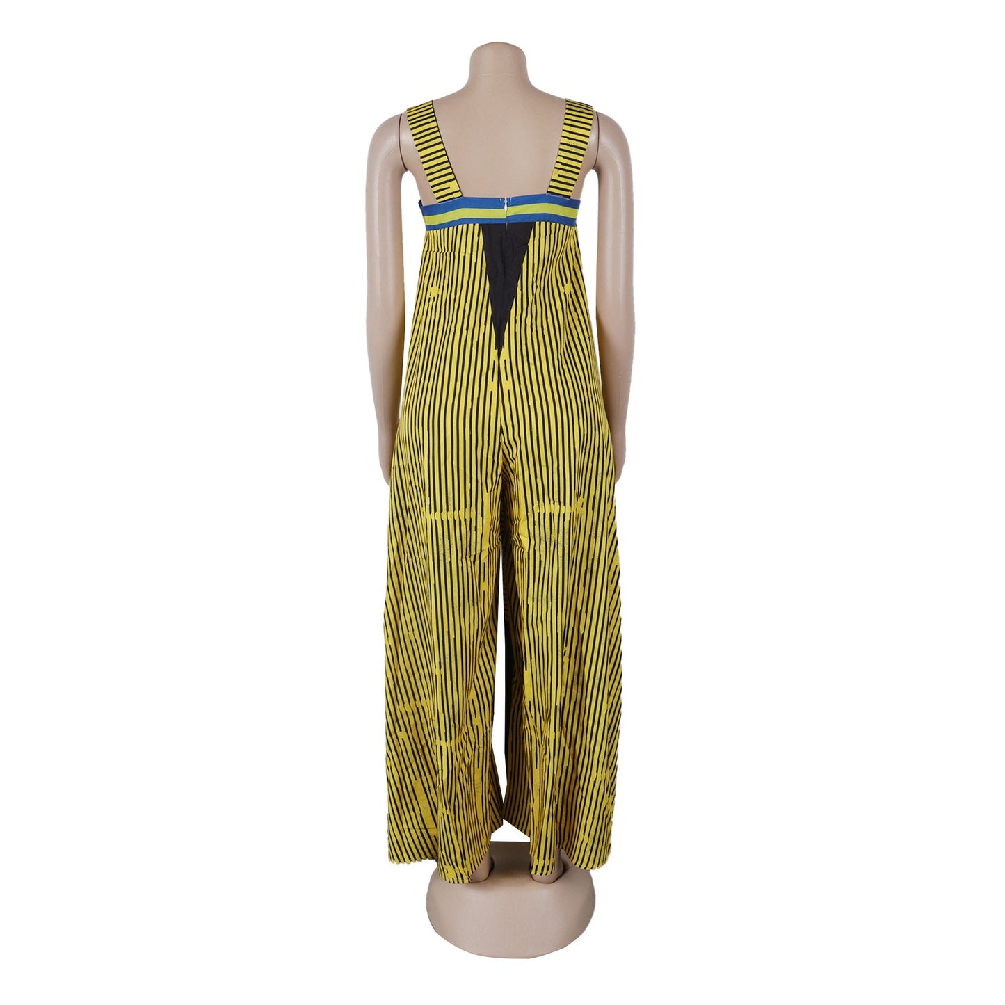 CM.YAYA Women Striped Wide Leg Straight Strap Tank Wide Leg Haren Sleeveless Jumpsuit 2024 Street Playsuit One Piece Suit Romper
