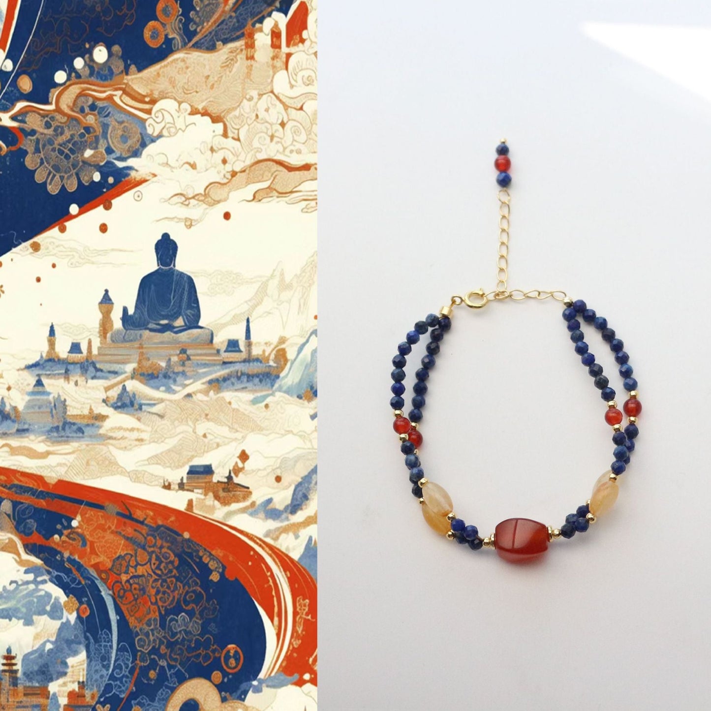JEKIRA Lapis Lazuli Healing Bracelet with Citrine & Red Agate