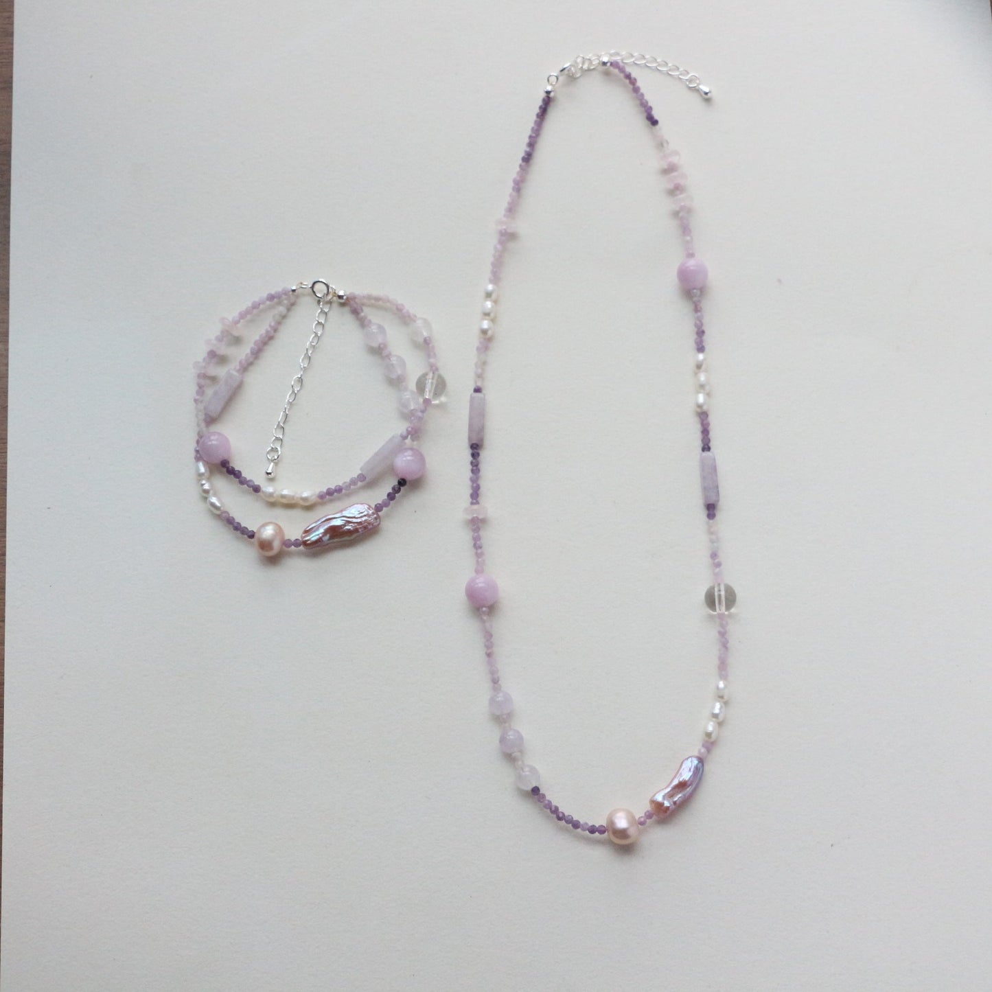 JEKIRA Lilac Amethyst & Pearl Duo - Necklace & Bracelet Set