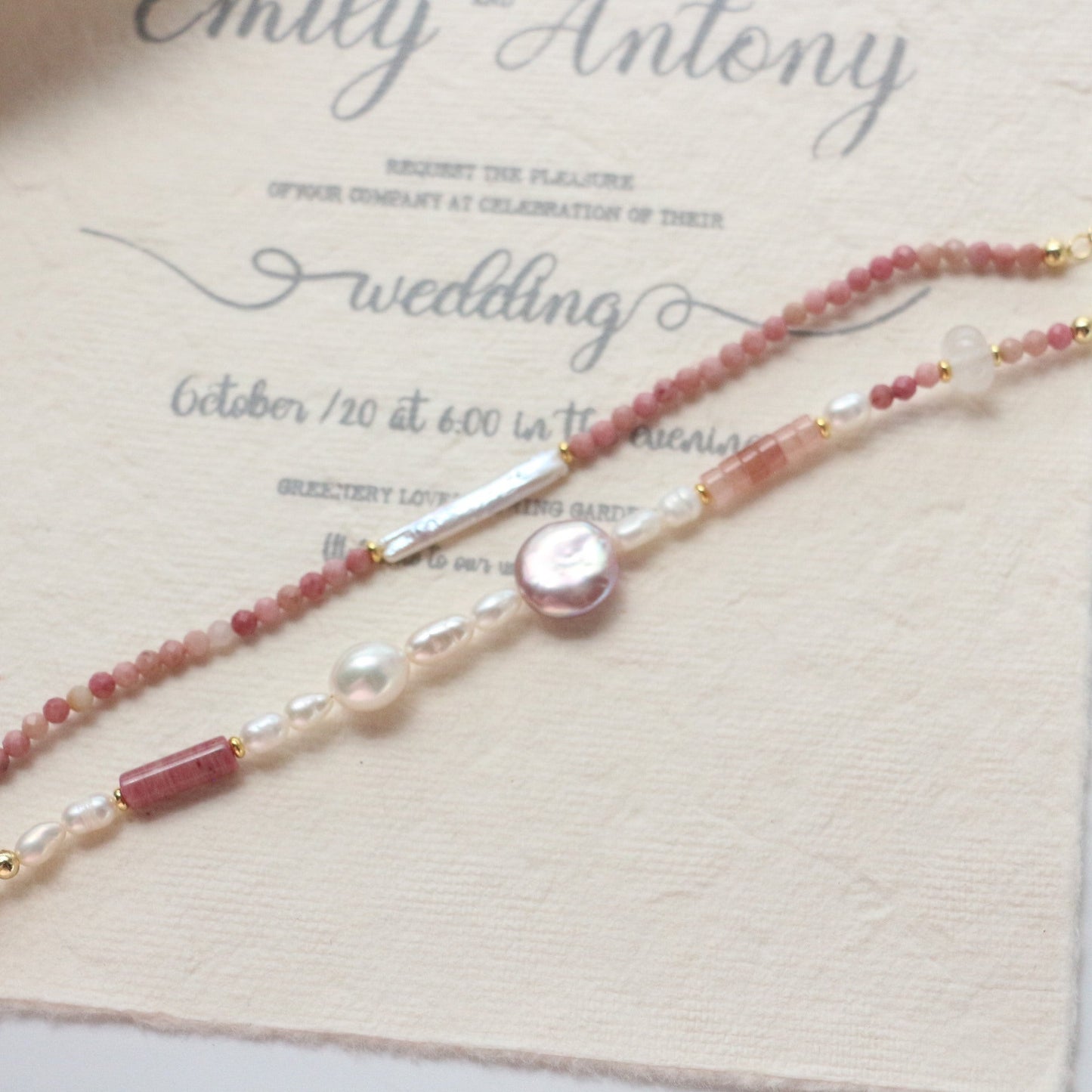 Jekira 6-Piece Rhodonite & Baroque Pearl Set