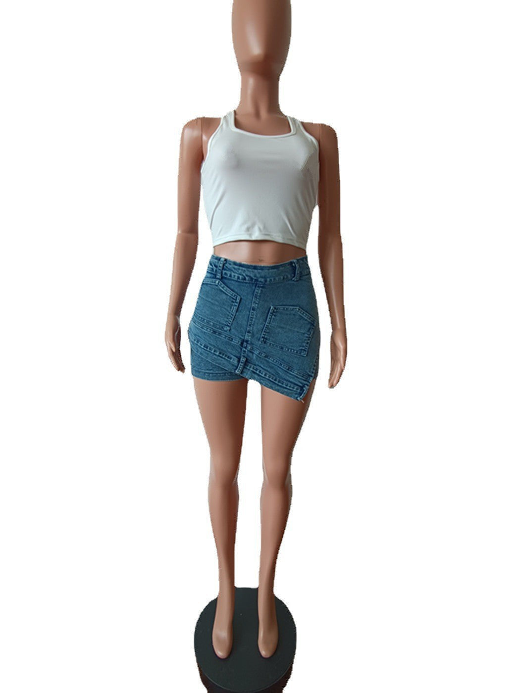 CM.YAYA Women Streetwear Cutout Hollow Out Criss Cross Straight Flare Denim Pants 2023 INS Fashion Wide Leg Jeans Trousers