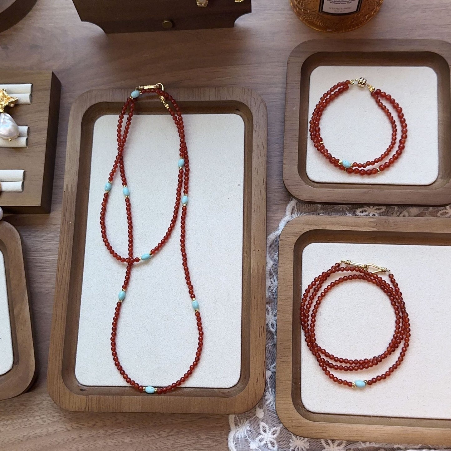 Jekira | Red Agate & Turquoise Jewelry Set