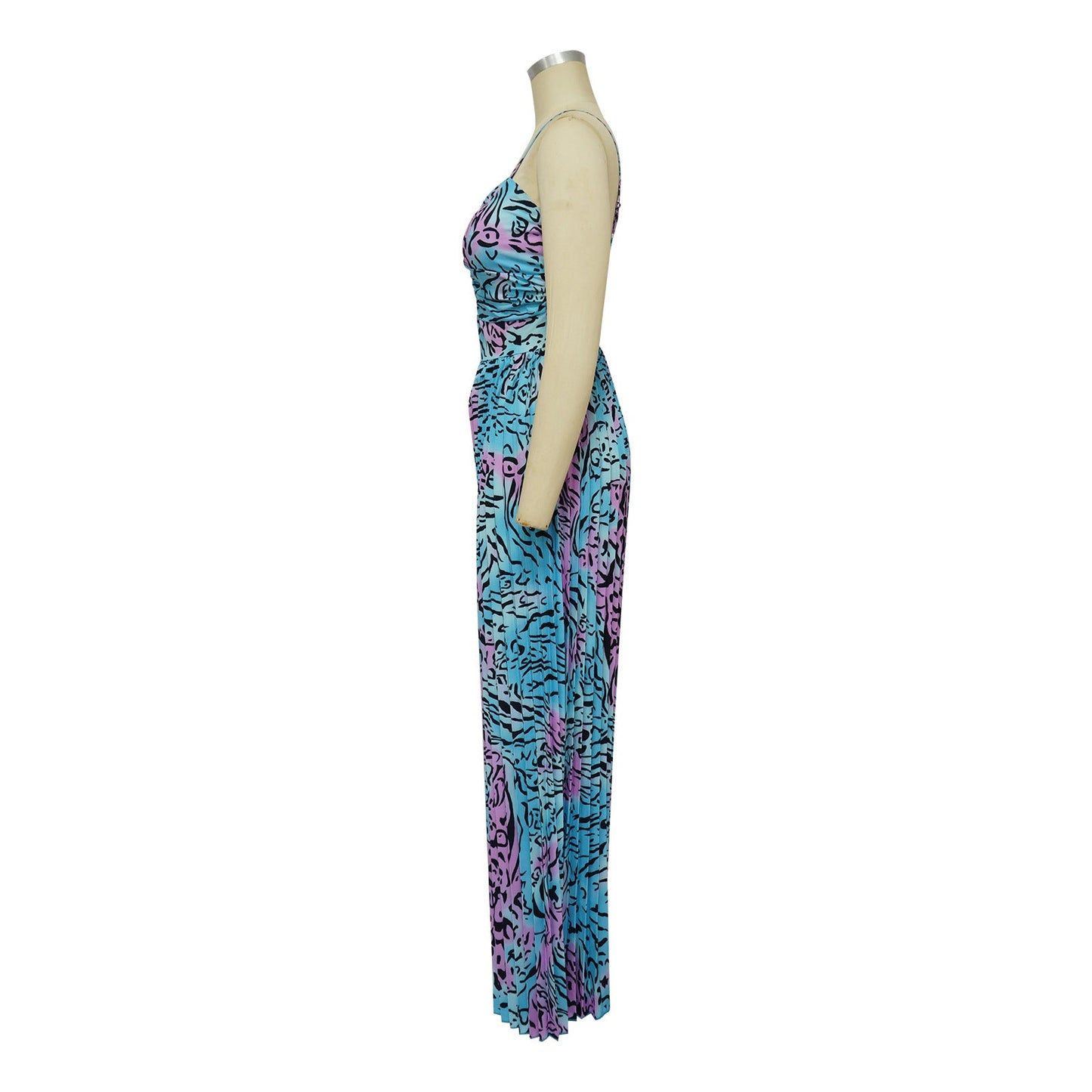 CM.YAYA Women Leopard Spaghetti Strap Loose Wide Leg Sleeveless Jumpsuit 2023 Summer Street Playsuit One Piece Suit Romper