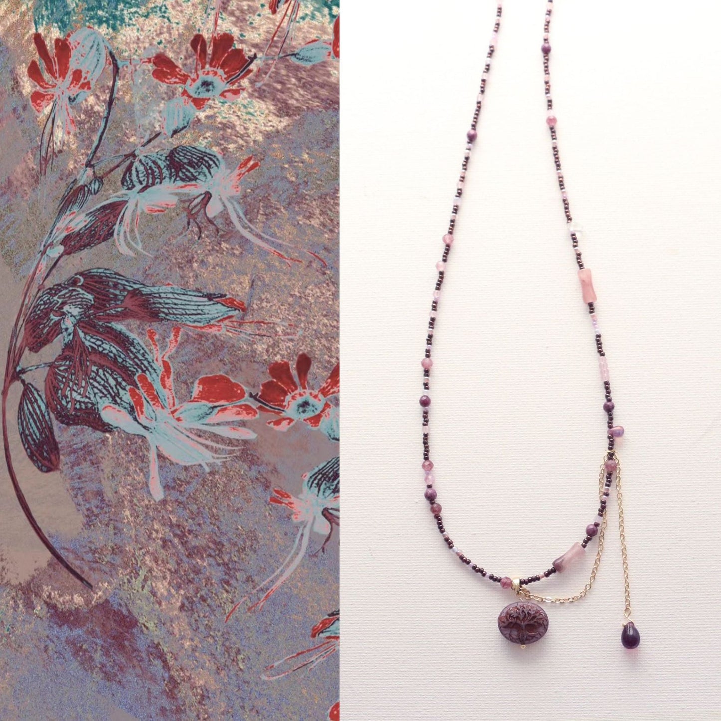JEKIRA Purple Gemstone Tassel Pendant Necklace – 40cm Delicate Collarbone Chain