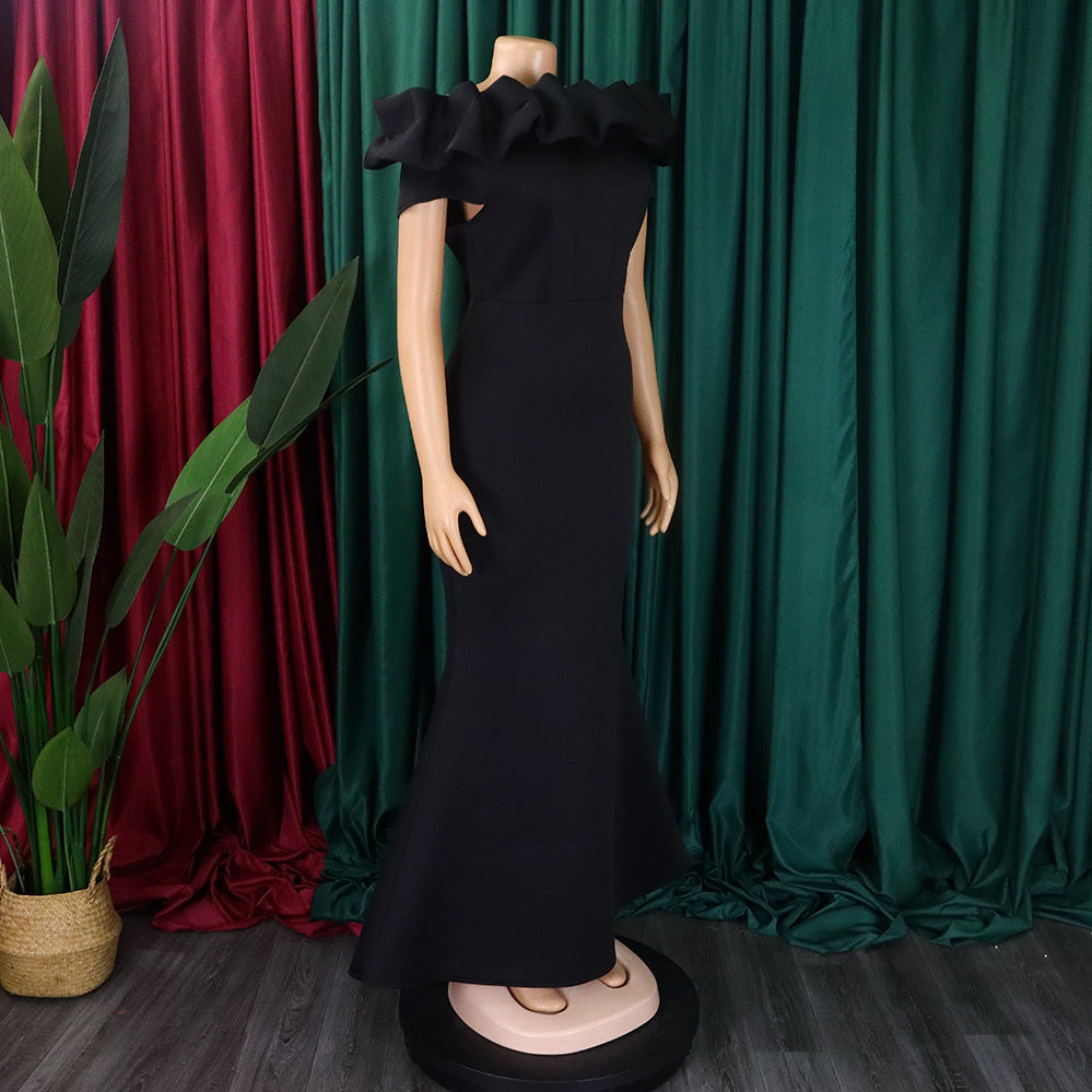Elegant Women Long Evening Dresses Ruched Off Shoulder Slim Bodycon Mermiad White Dress Formal Party Wedding Guest Gown