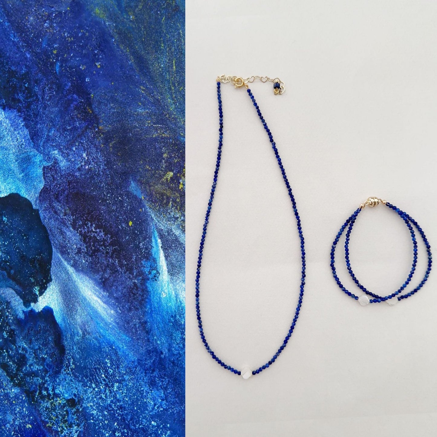 Jekira Lapis Lazuli & Clover Shell Jewelry Set
