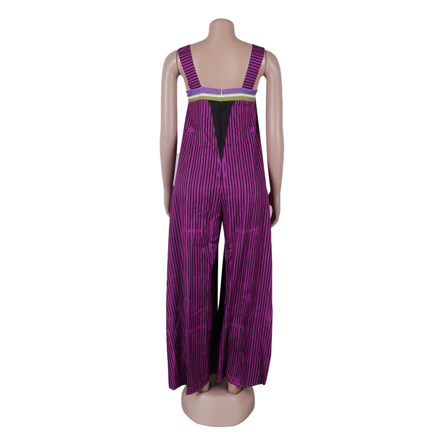 CM.YAYA Women Striped Wide Leg Straight Strap Tank Wide Leg Haren Sleeveless Jumpsuit 2024 Street Playsuit One Piece Suit Romper