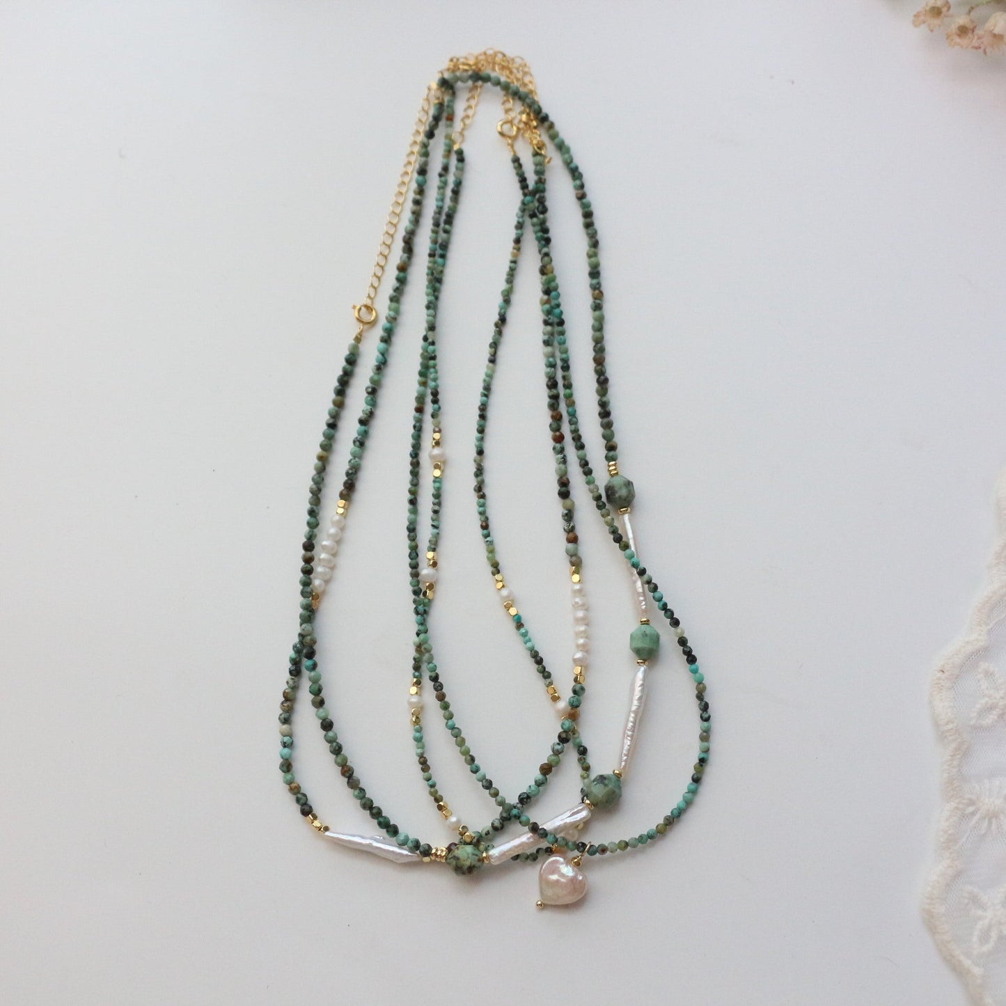 JEKIRA Turquoise & Baroque Pearl Necklace Set