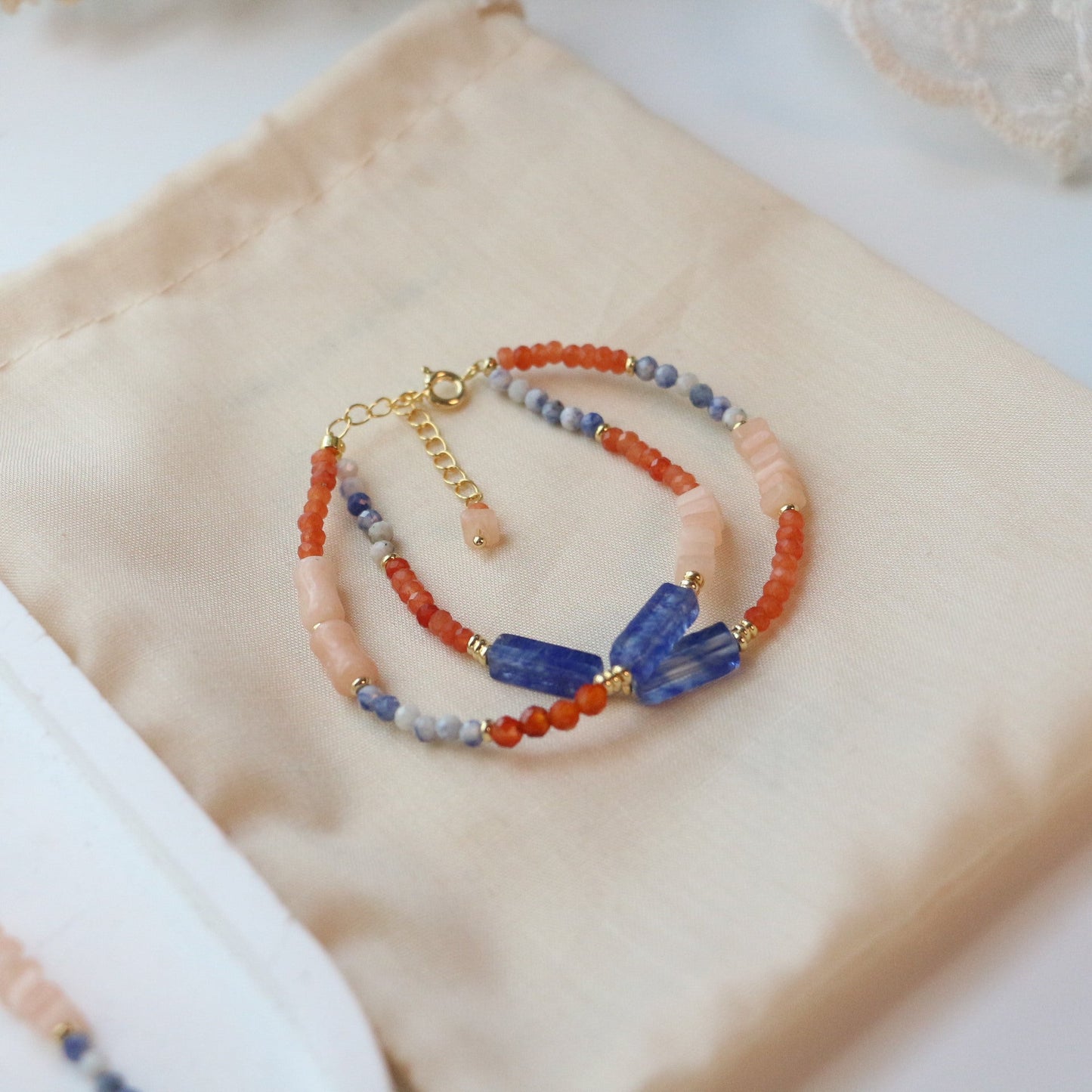 Jekira Orange & Blue Gemstone Jewelry Set