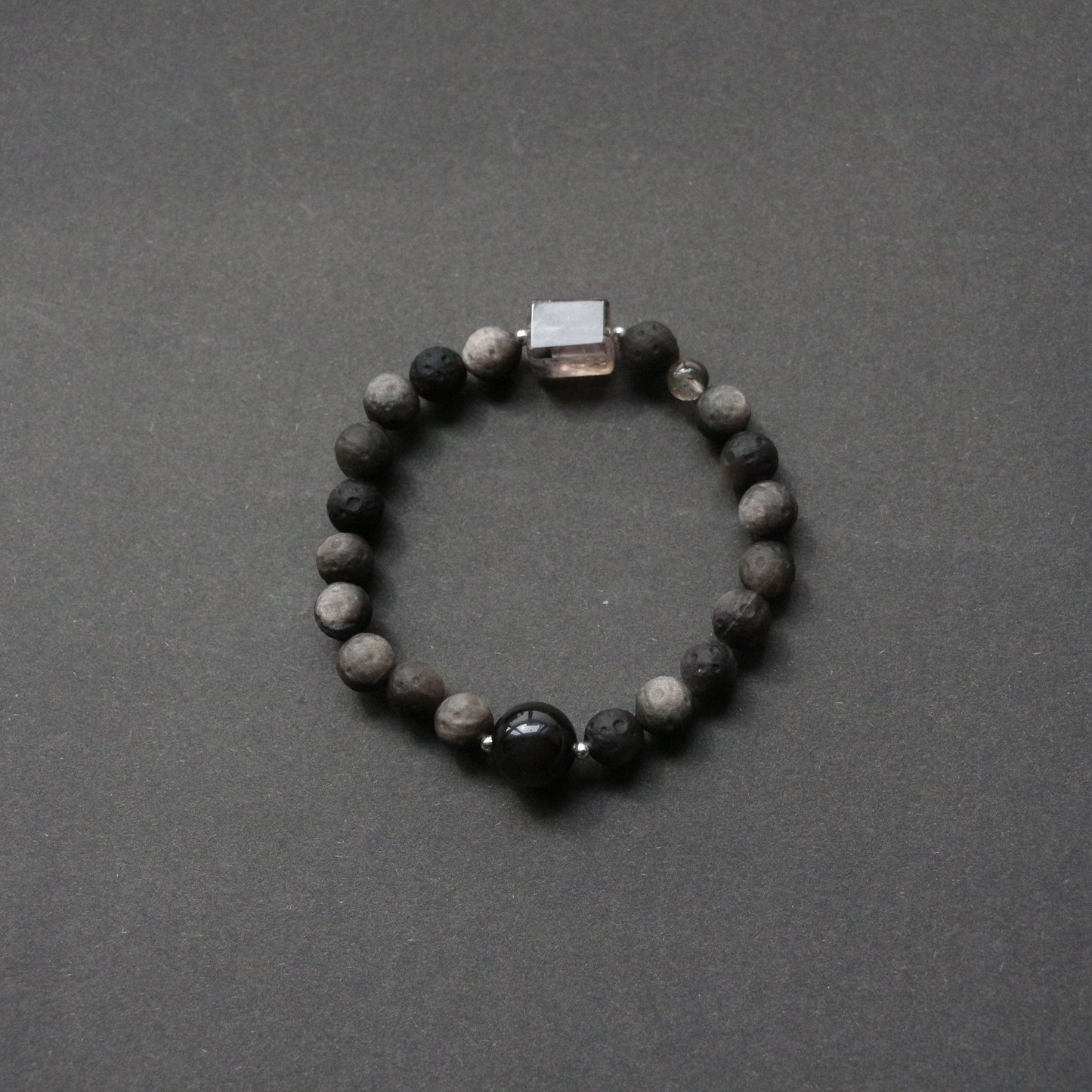 JEKIRA Obsidian Moon & Crystal Square Bracelet