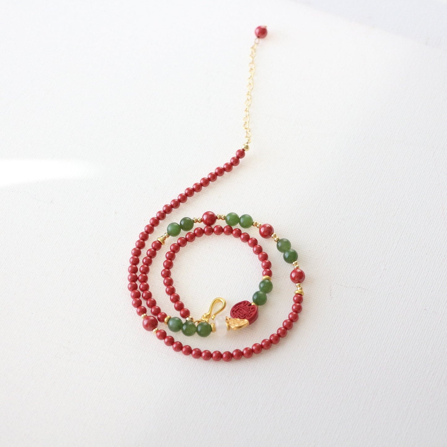 Imperial Sandstone & Emerald Jewelry Set with Gold Gourd Pendant - Jekira