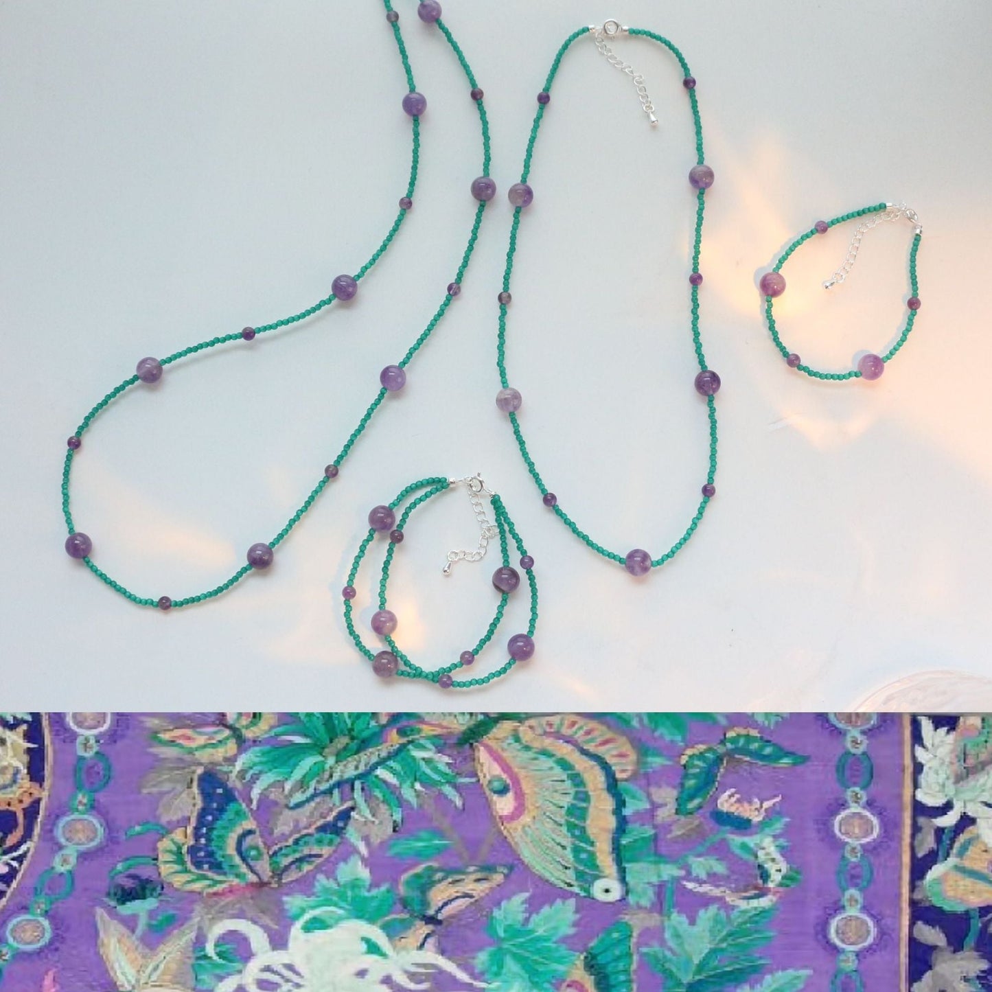 Jekira Amethyst & Green Gemstone Jewelry Set